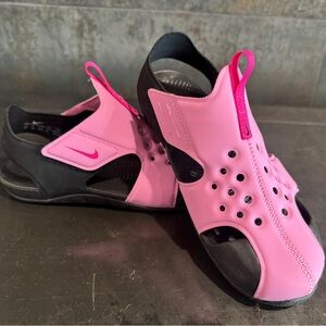 Nike Black and Pink Perforated Sandals